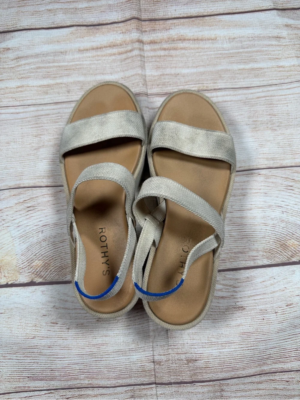 Rothy's Women's Neutral Beige-Taupe Slingback Wedge Sandals
